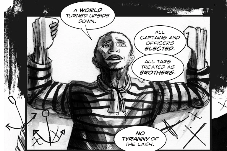 Illustration of a man protesting slavery