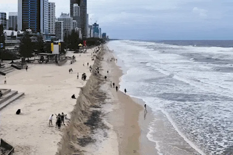 Surfers Paradise beach erosion from ex-Tropical Cyclone Alfred.
