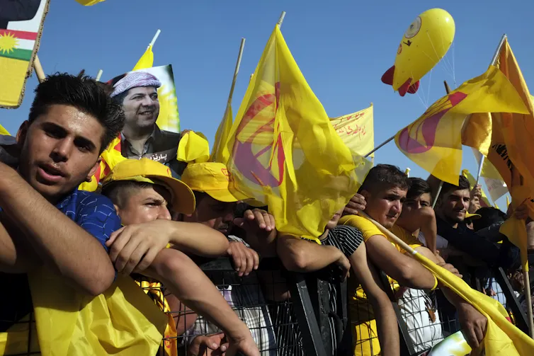 People celebrate the first anniversary of the Kurdistan Independence referendum.