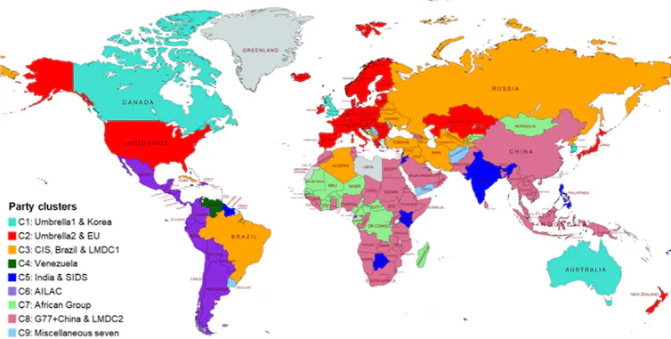 A map of the countries of the world in various colours