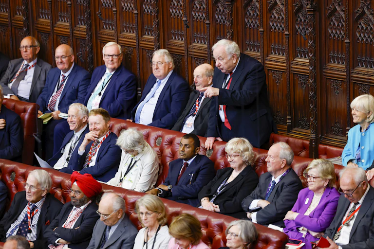 Peers sitting in the House of Lords.