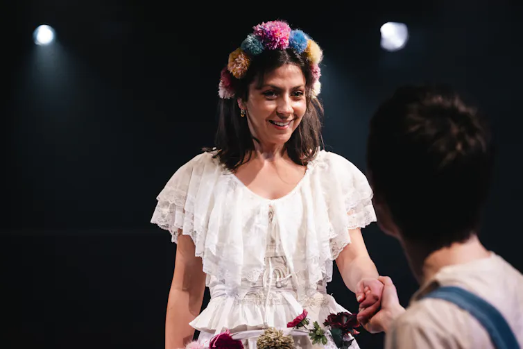 Woman in a colourful flower crown