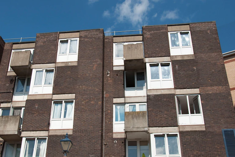 social housing, block of flats, blue sky