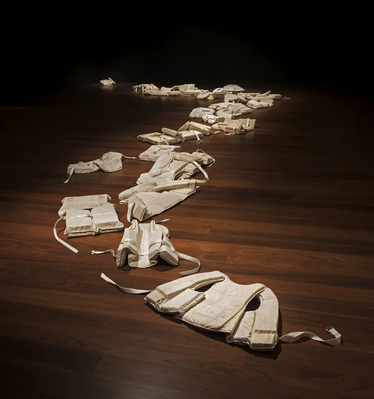 Life jackets carved of marble.