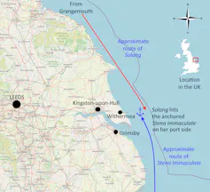 annotated map of E Yorks / Lincs coast