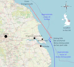 annotated map of E Yorks / Lincs coast