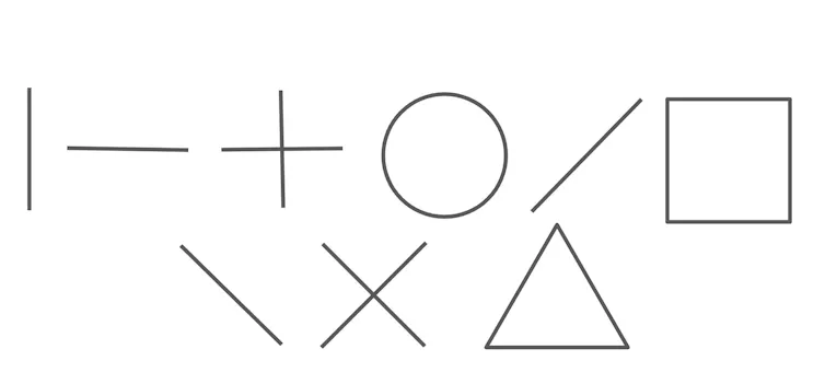 Nine geometric shapes