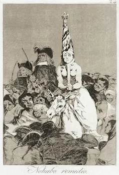 'No hubo remedio' de la serie _Los Caprichos_ de Francisco de Goya.