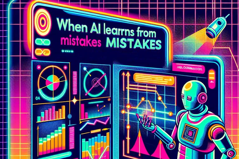 une image de robot et néons, avec une faute d'orthographe