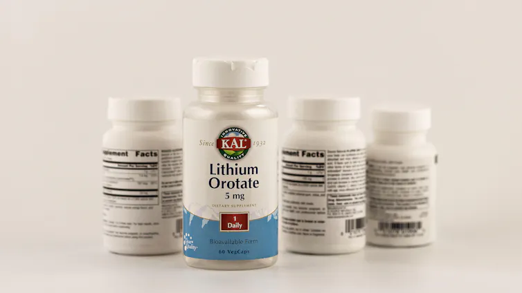 Medicine bottles containing lithium pills.
