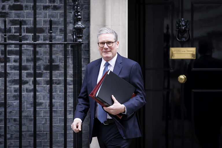 Prime Minister Keir Starmer leaving number 10 Downing Street