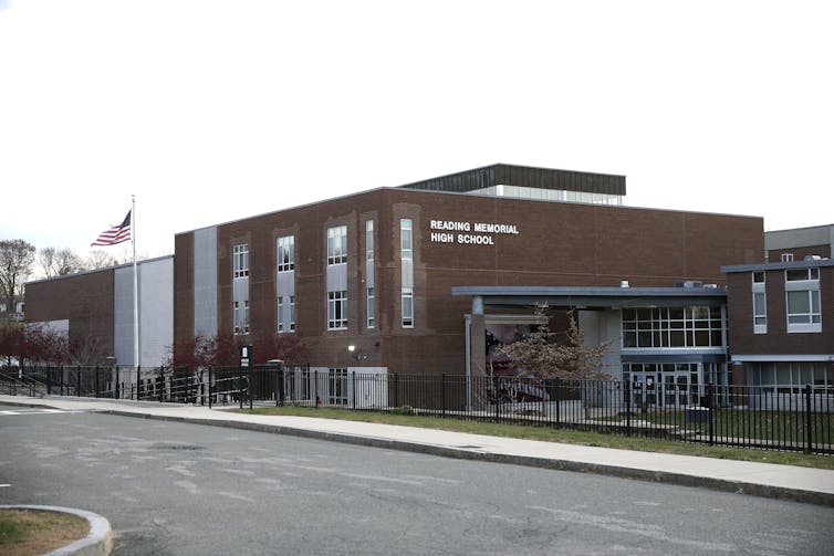 large brick high school building