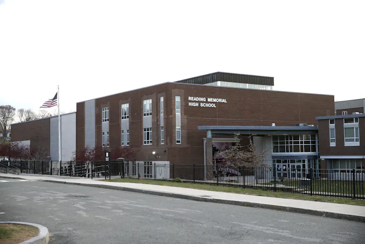 large brick high school building