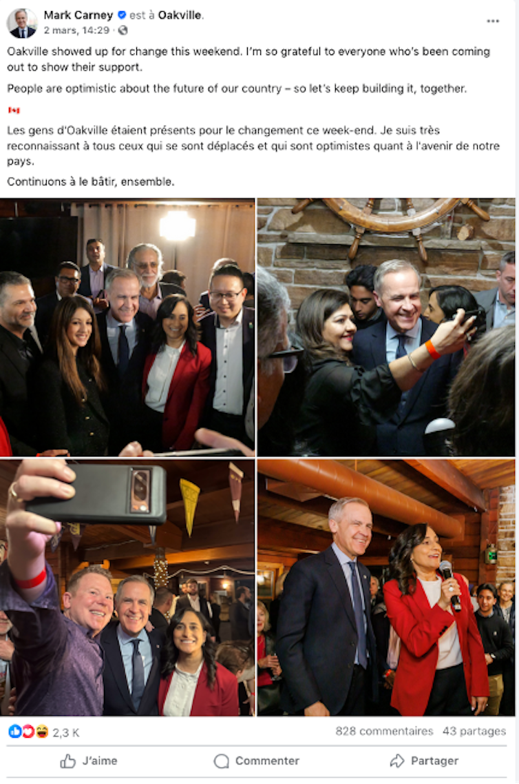 Mark Carney lors d’un rassemblement à Oakville