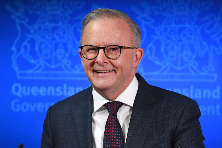 Anthony Albanese smiles at the camera