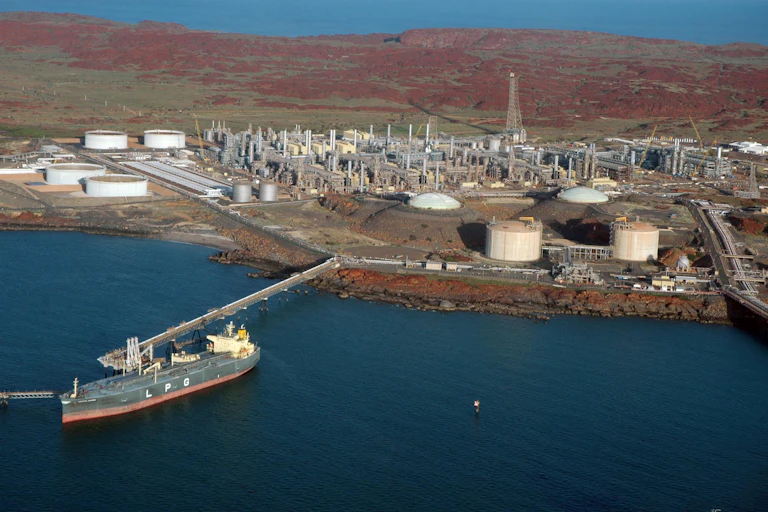 ship moored at gas facility