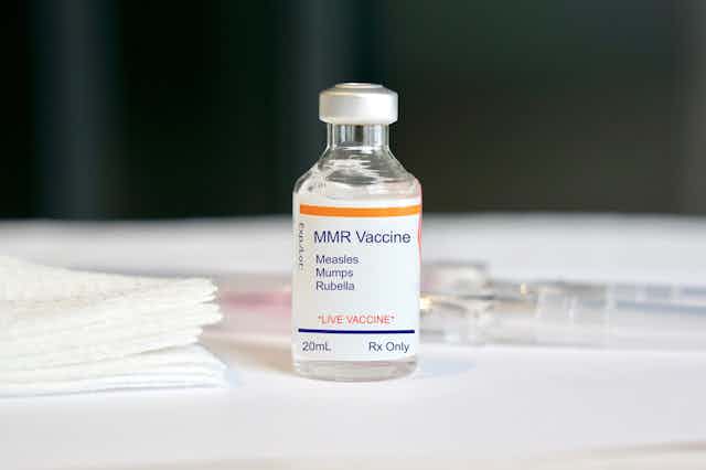 A phial of MMR vaccine.