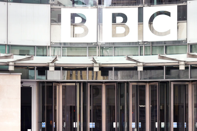 Front doors of BBC broadcasting house