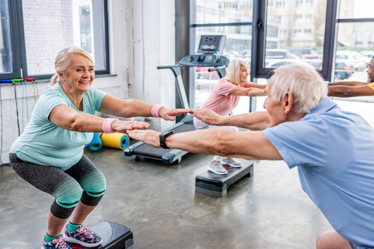 Older exercisers squat