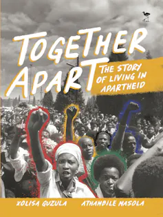 A book cover with an image of African people protesting, their fists in the air, with coloured outlines around three of the fists.