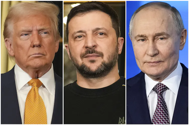 A combination photo shows an older bronzed man, a younger man with dark hair and a beard, and an aging balding man.