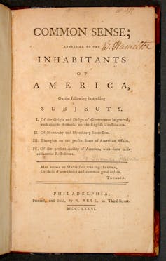Cover of a pamphlet that says 'common sense.'