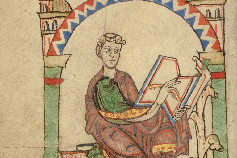 Medieval drawing of a scribe.