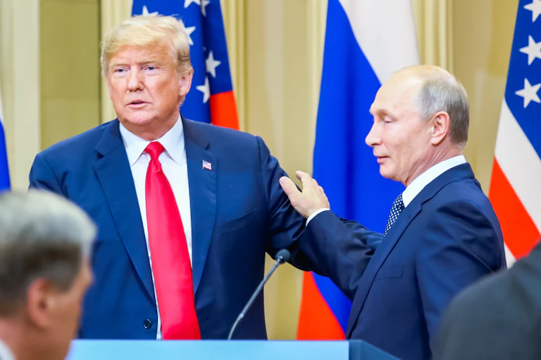 Donald Trump and Vladimir Putin meet in Helsinki, July 2018