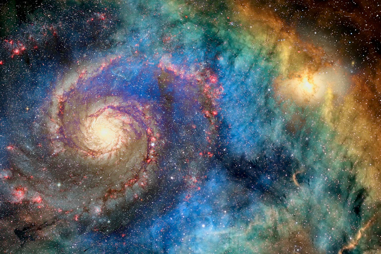 colourful galaxy spiral in space