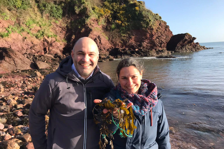 MIke Allen with Anna Turns on Devon beach