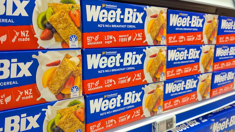 Weet-Bix boxes on a supermarket shelf