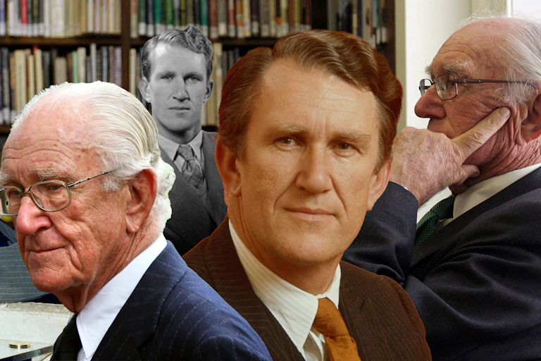 Collage of Malcolm Fraser at different times in his life