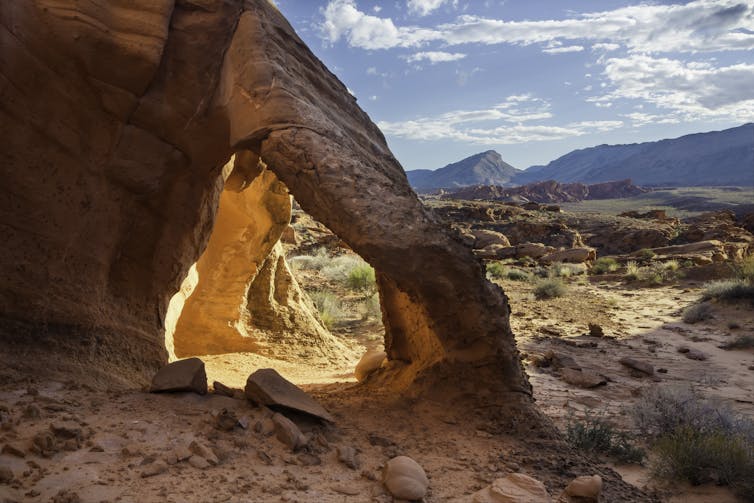 An arch in the Mojave Desert.