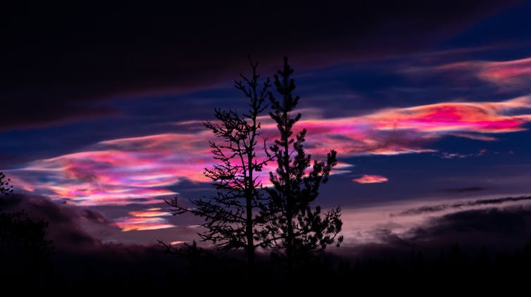 purple colourful cloud at night