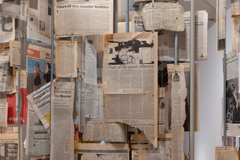 Cut outs of newspapers.
