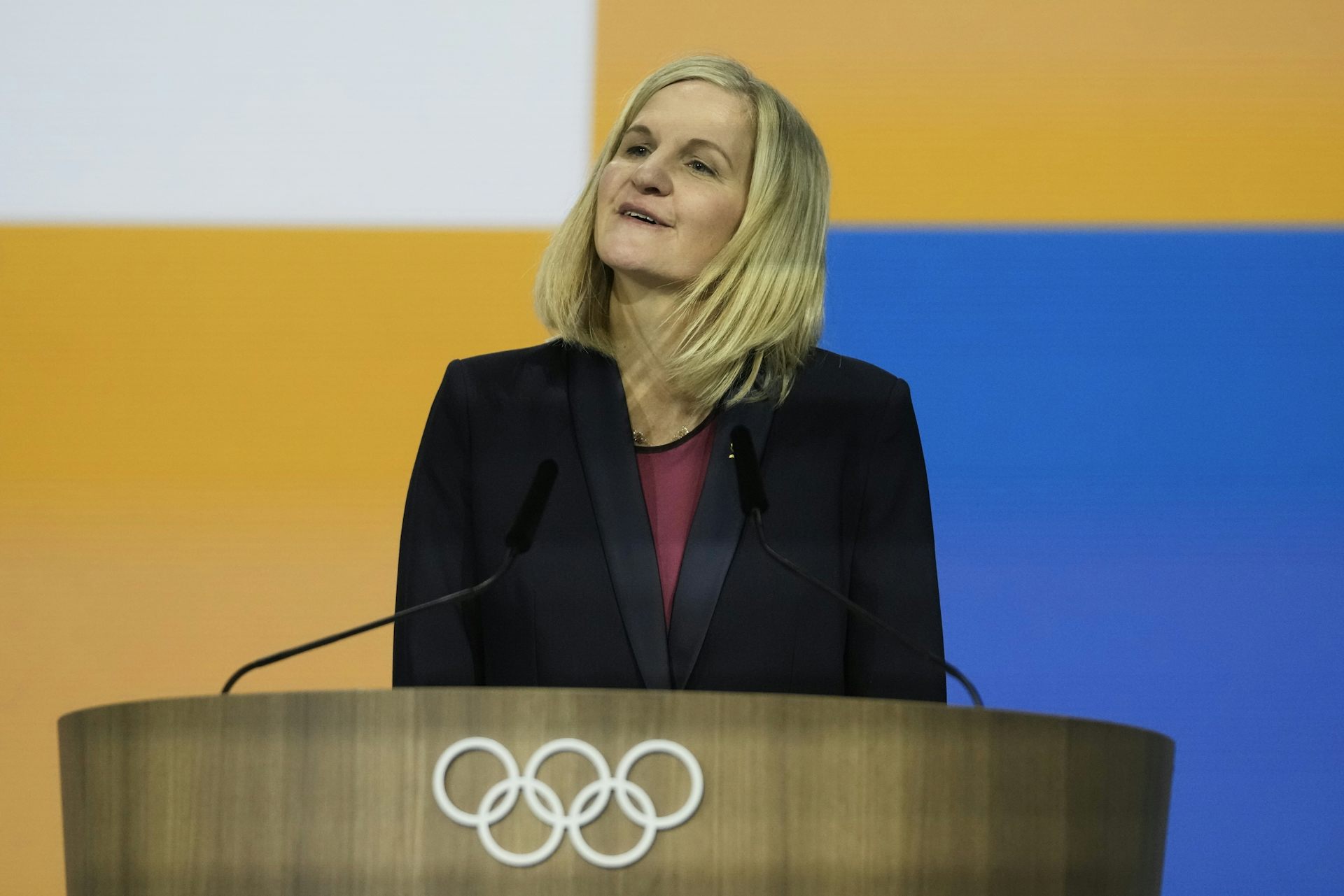 Kirsty Coventry speaks after she was announced as the new IOC President