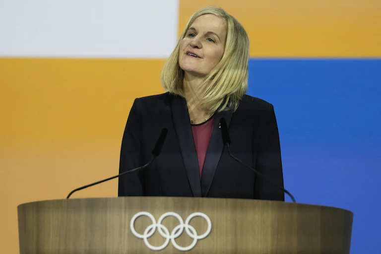 Kirsty Coventry speaks after she was announced as the new IOC President