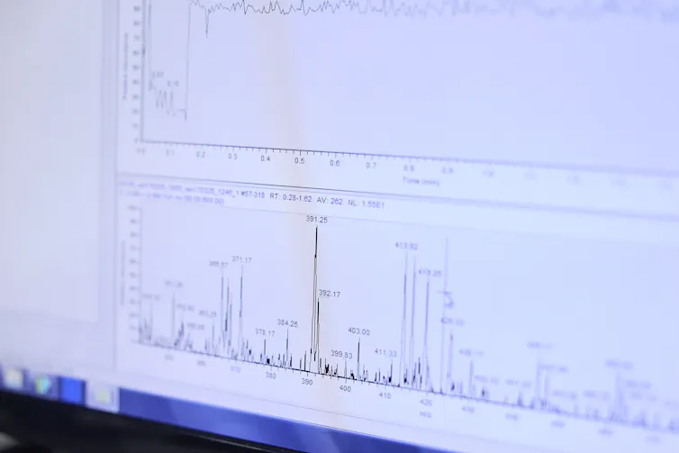 Close-up of a computer screen with charts and numbers.