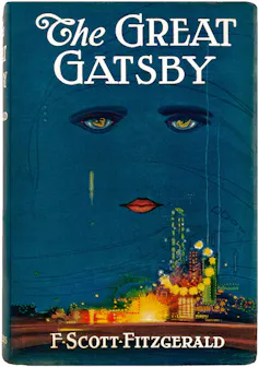 Portada de la primera edición de _El gran Gatsby_, diseñada por Francis Cugat.