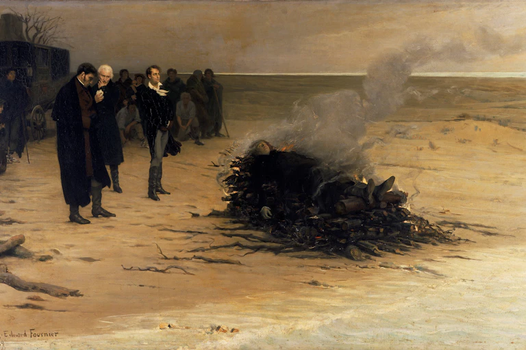 'El funeral de Shelley', pintura de Louis Edouard Fournier.