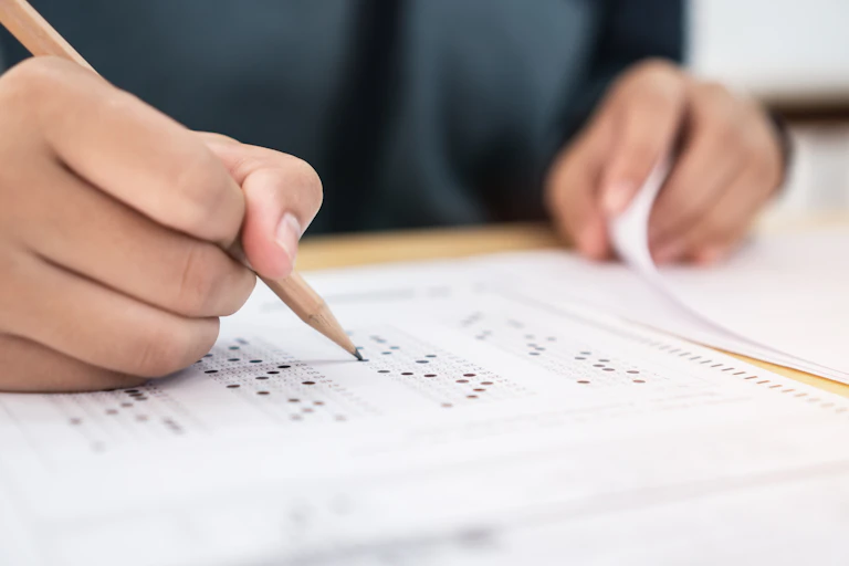 Student taking a test