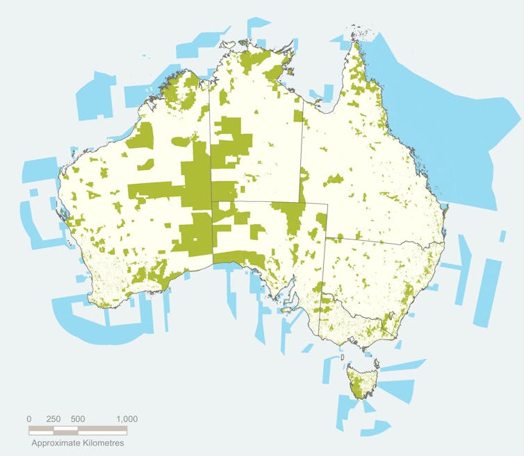 map showing australia's land and marine reserves