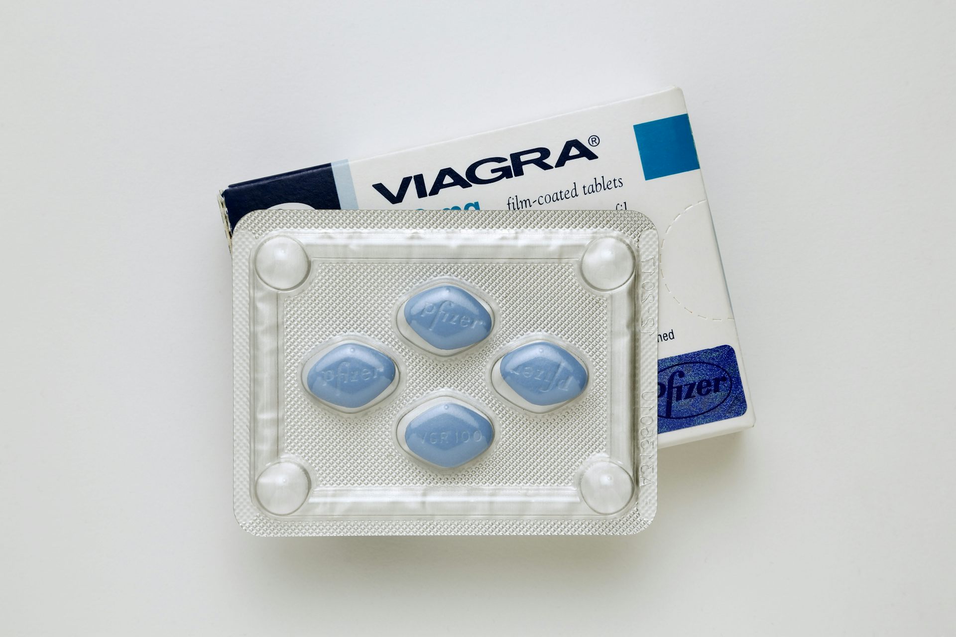 A blister pack of Viagra pills.