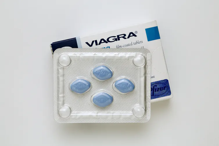 A blister pack of Viagra pills.
