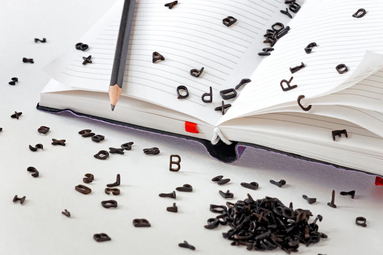 Letters spilled over a page.