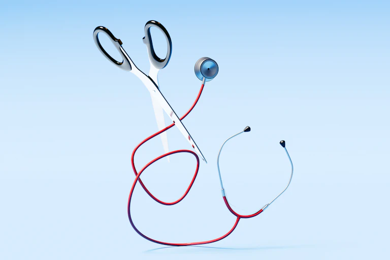 Scissors cutting stethoscope