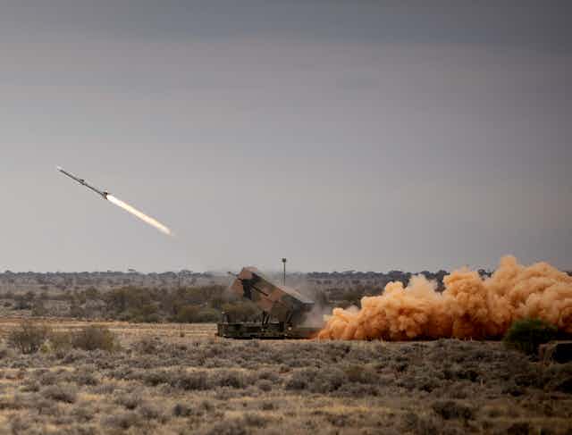 A missile being fired