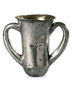 A silver cup with two handles