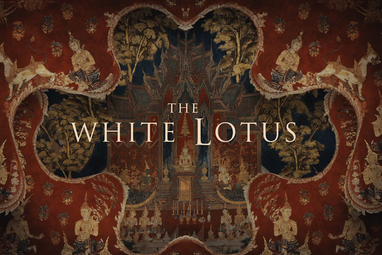 Une image du générique de la saison 3 de « The White Lotus », inspiré de la mythologie bouddhiste.