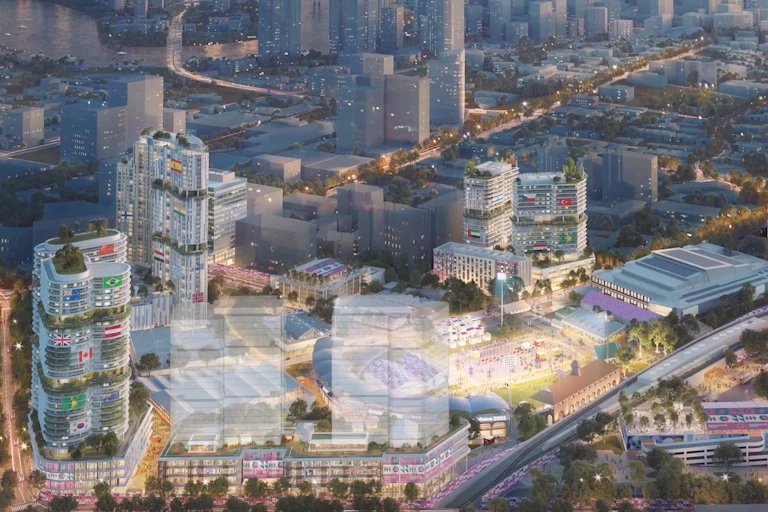 The planned athletes village within the RNA Showgrounds as part of new infrastructure for the Brisbane 2032 Olympics.